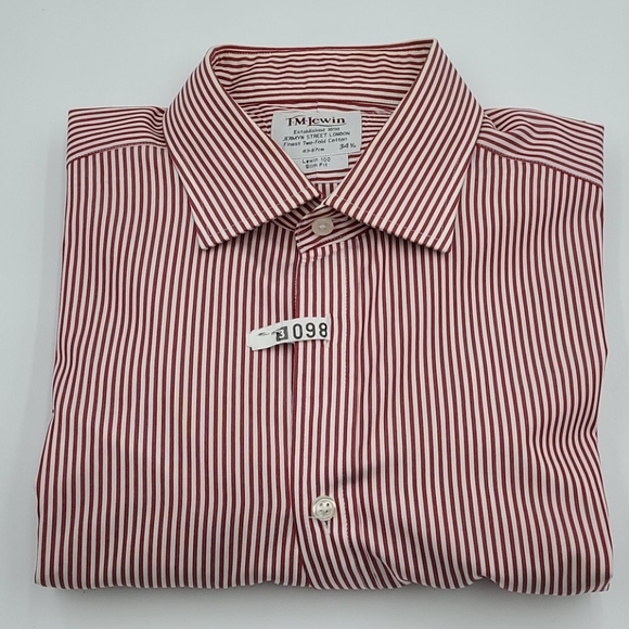 Men's T.M Lewin Striped Red Dress Shirt (17/34.5) - Picture 4 of 12